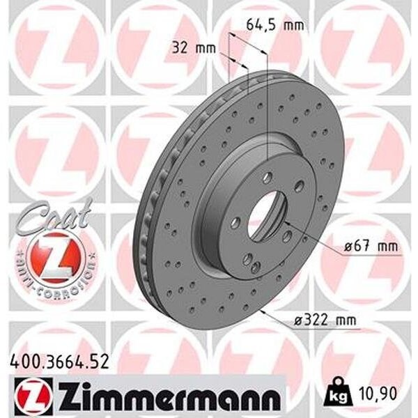 Zimmermann Brake Disc - Sport/Coated, 400.3664.52 400.3664.52 - main